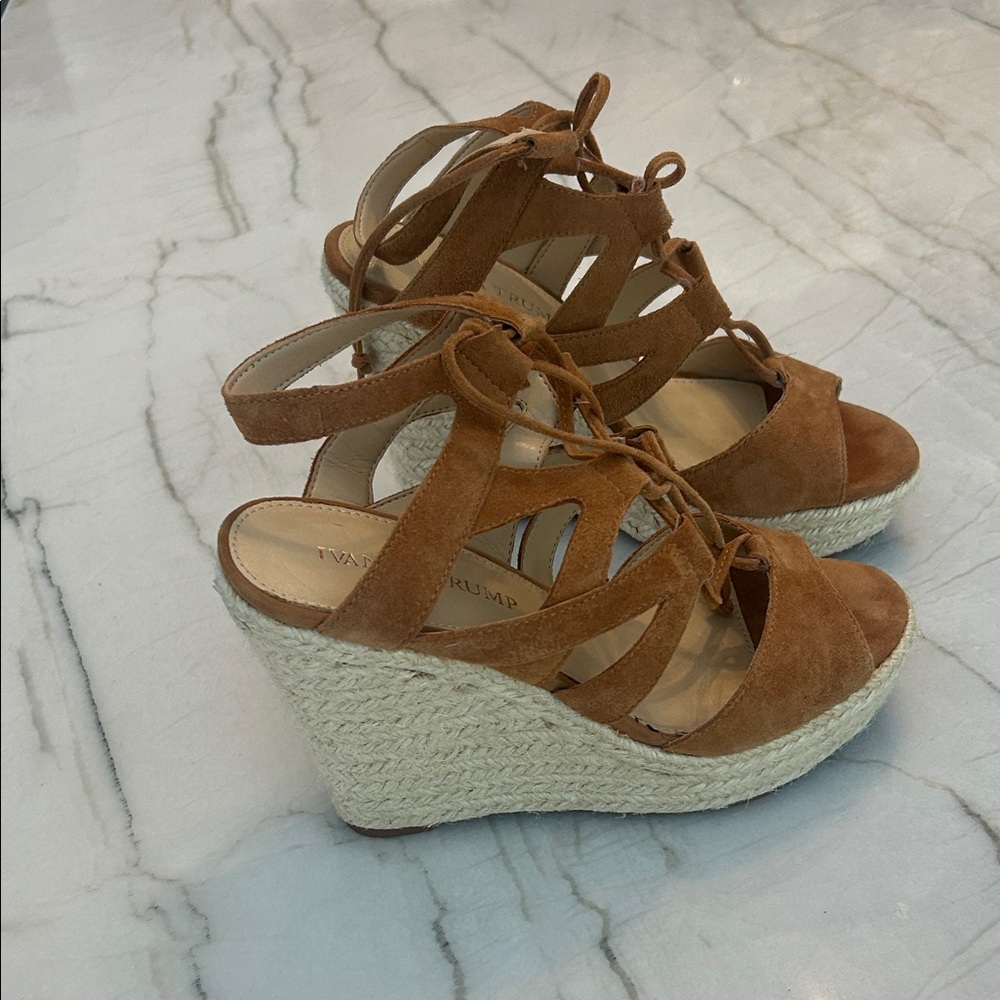 Ivanka Trump Brown Wedge Sandals NWOT
